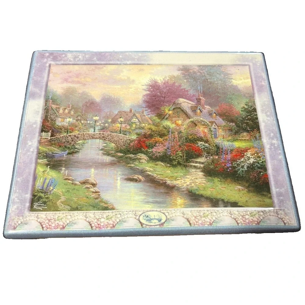 Thomas Kinkade Lamplight Bridge Plate Bridges of Life Bradford Exchange 1999